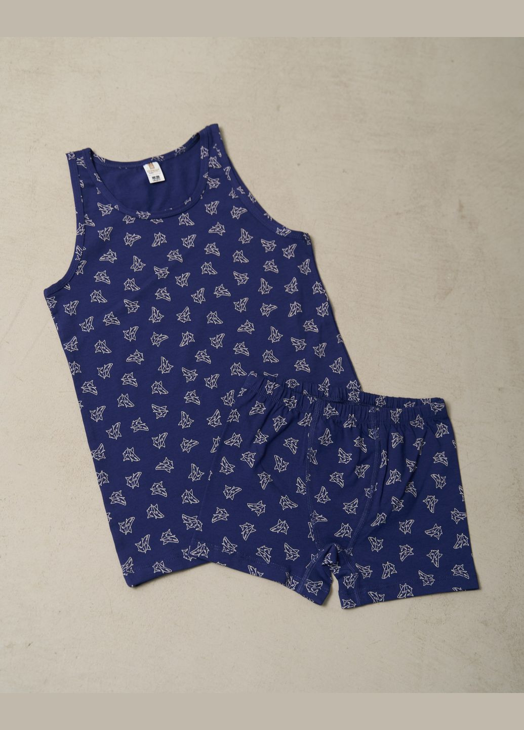 Темно-синяя комплект для мальчика майка+боксеры Ozkan