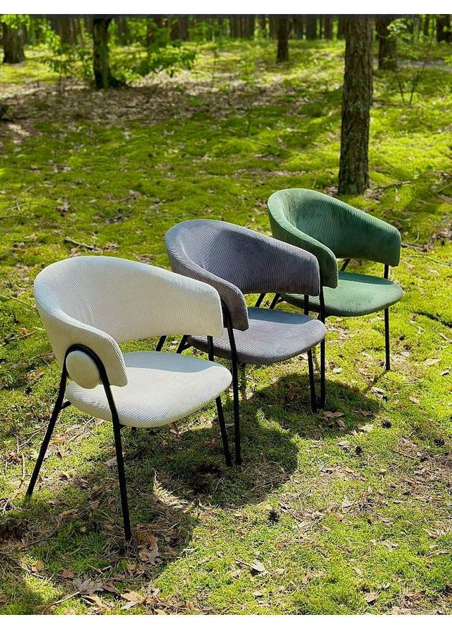 Стілець обідній KAY Чорний каркас / Сірий фактурний вельвет Intarsio (372178946)