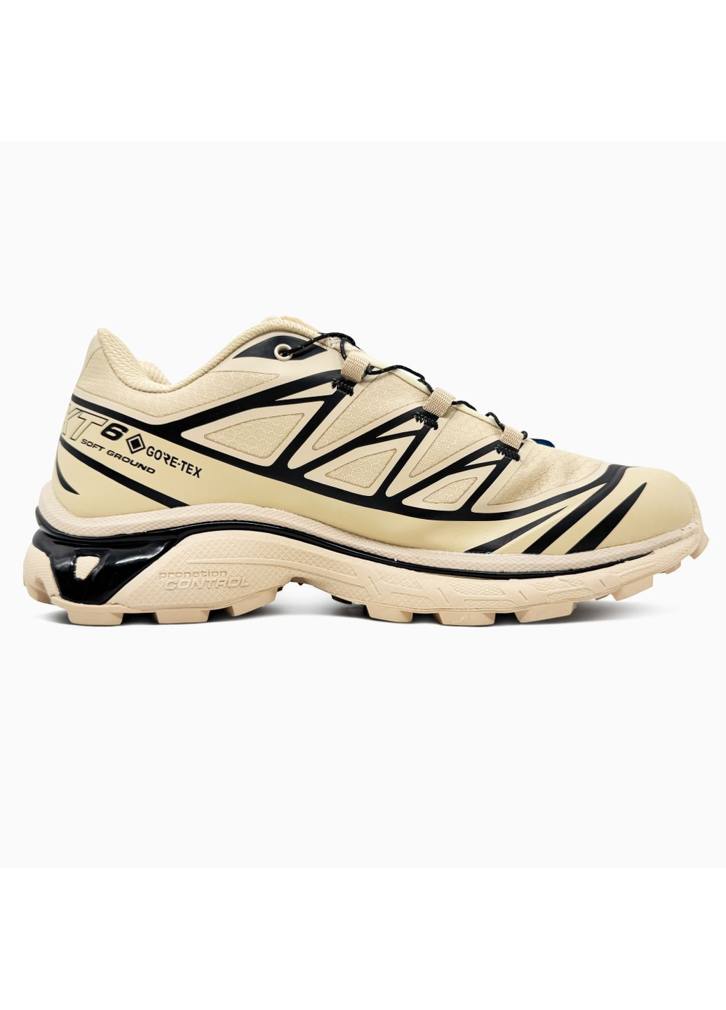 Бежевые демисезонные кроссовки мужские Salomon Xt-6 Gore-Tex Beige Black | Саломон ХТ-6