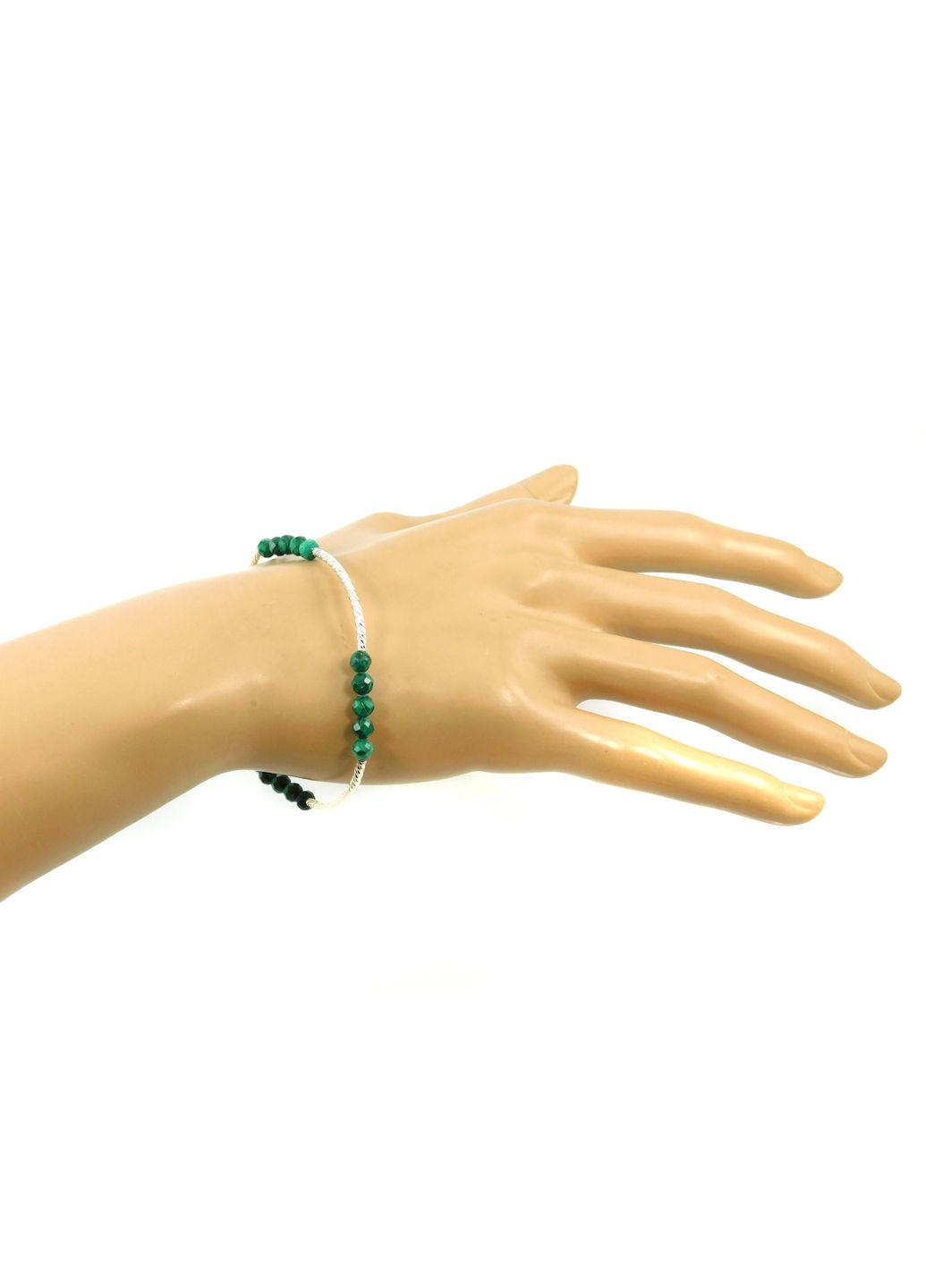 Эксклюзивный браслет "Женский стиль" Малахит грань 3,5 мм серебро 15 Fursa fashion (322313299)