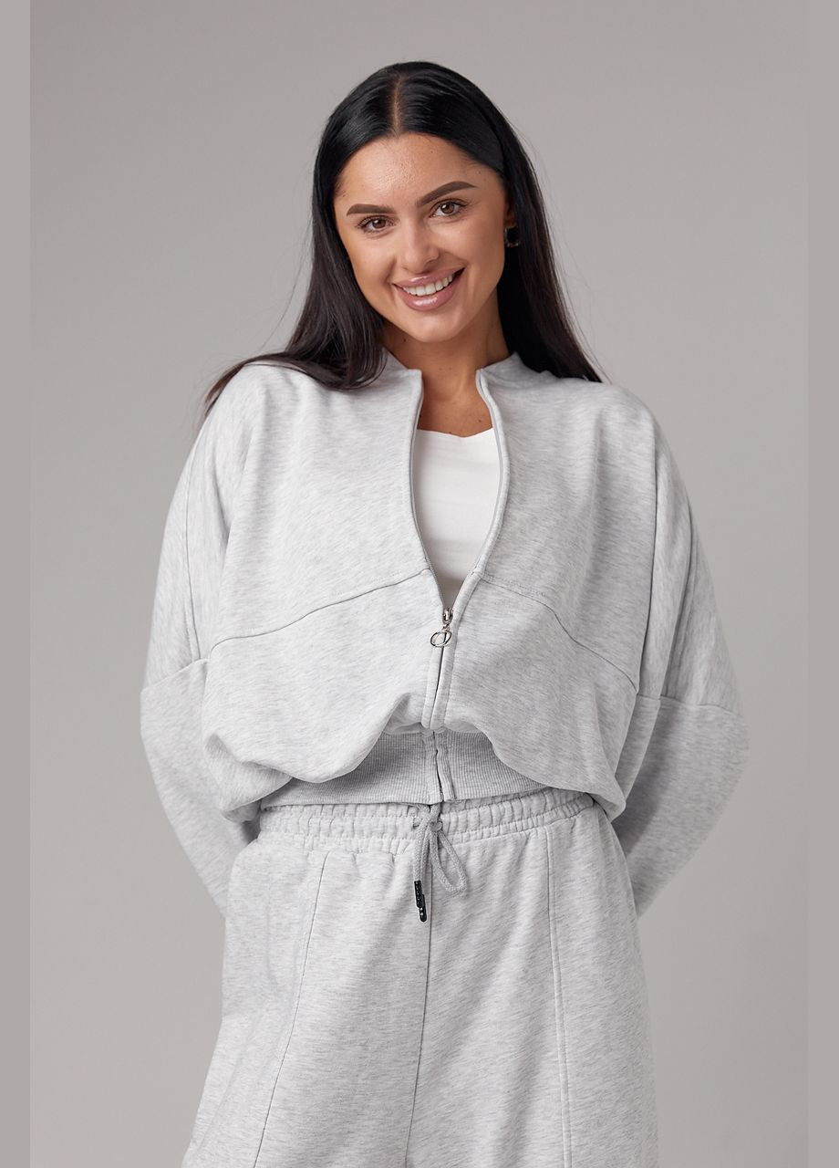 Спортивный костюм с прямыми брюками и кофтой на молнии - бежевый цвет, M (sku_561) No Brand (315391069)