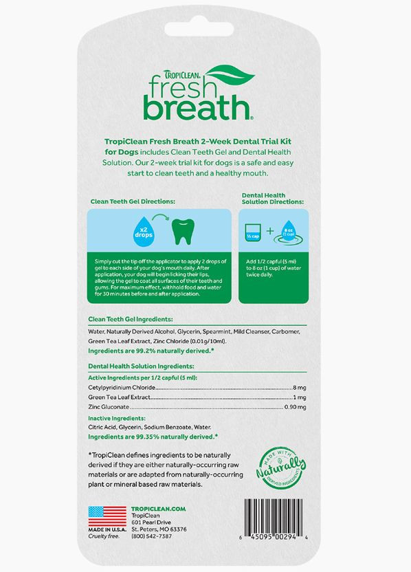 Набір для догляду за порожниною рота Свіже дихання "Dental Trial Kit" 15/120 мл (645095002944) TropiClean (267147620)