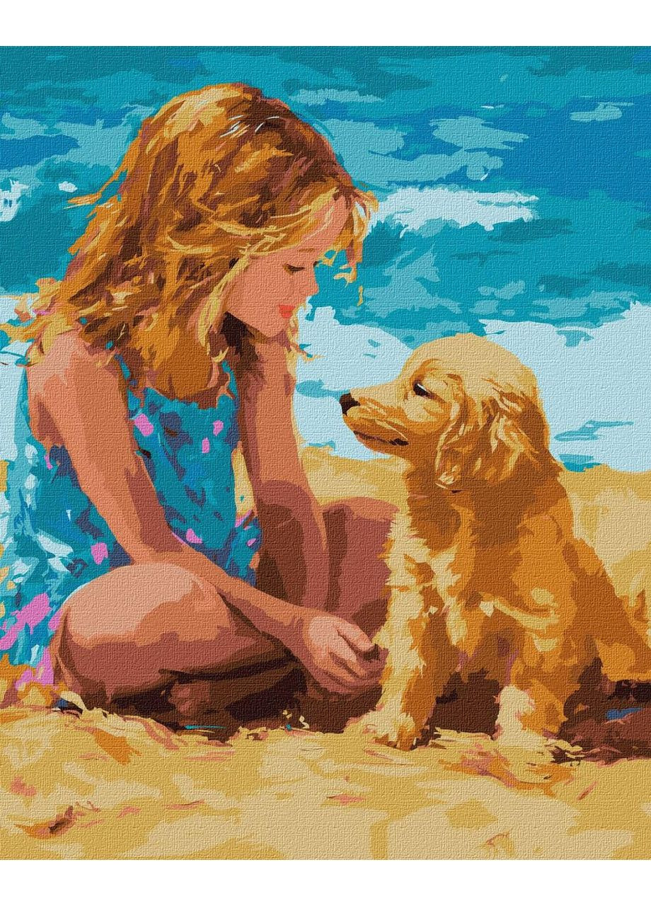Картина по номерам Люди. Девушка с собачкой 40*50 см KHO 8491 Ідейка (362534385)