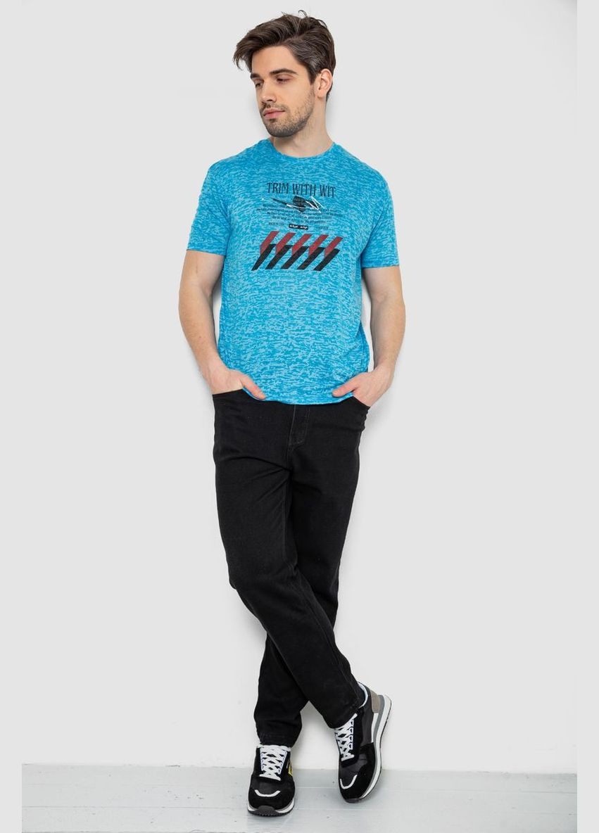 Блакитна футболка чоловіча з принтом, колір білий, 244r6020 Andi