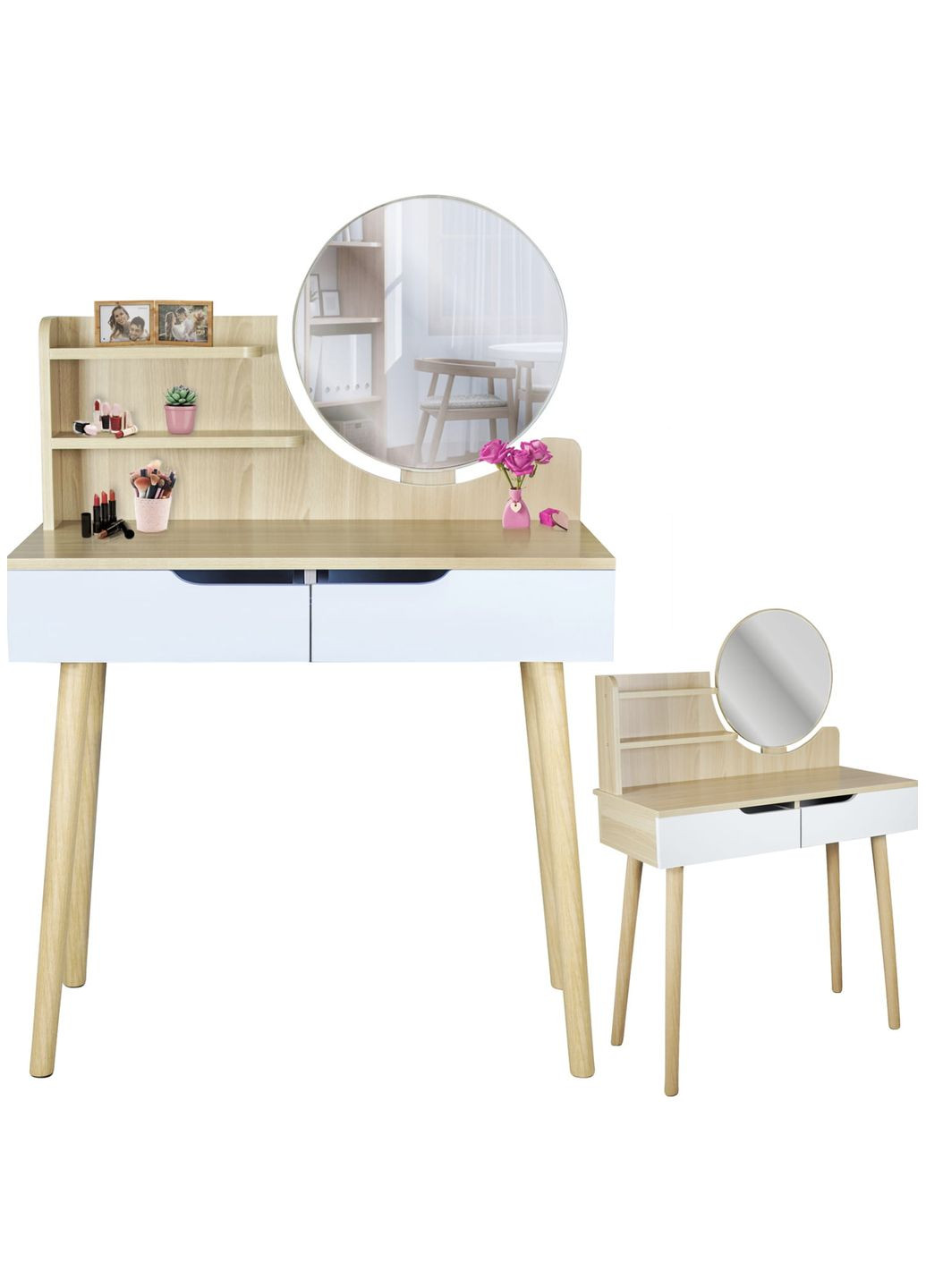 Туалетний столик Scandi з шухлядами, світлий бук Jumi (361952167)