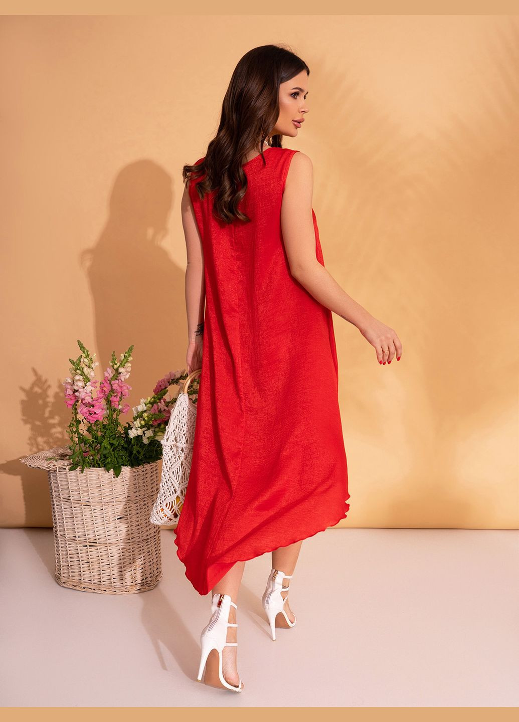 Червона повсякденний сукні кльош ISSA PLUS однотонна