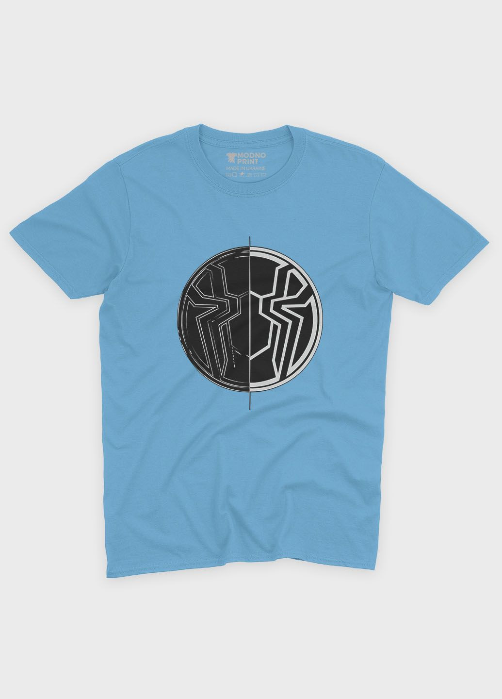 Голубая демисезонная футболка для мальчика с принтом супергероя - человек-паук (ts001-1-lbl-006-014-089-b) Modno