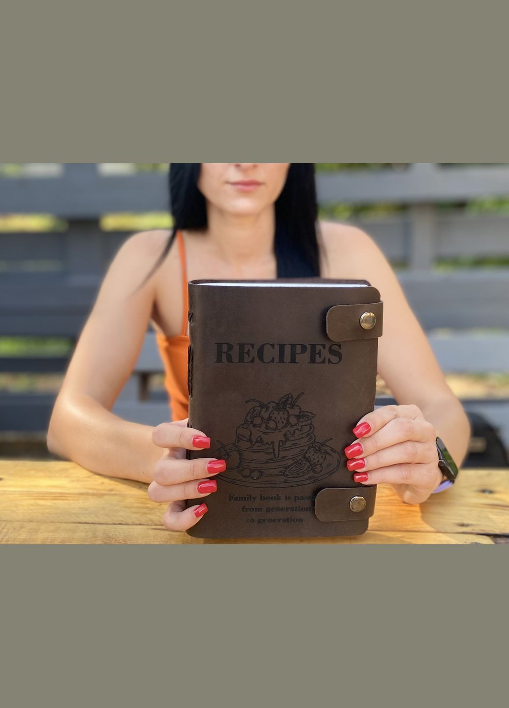 Блокнот для записи рецептов из натуральной кожи цвет черный шоколад No Brand (346871751)