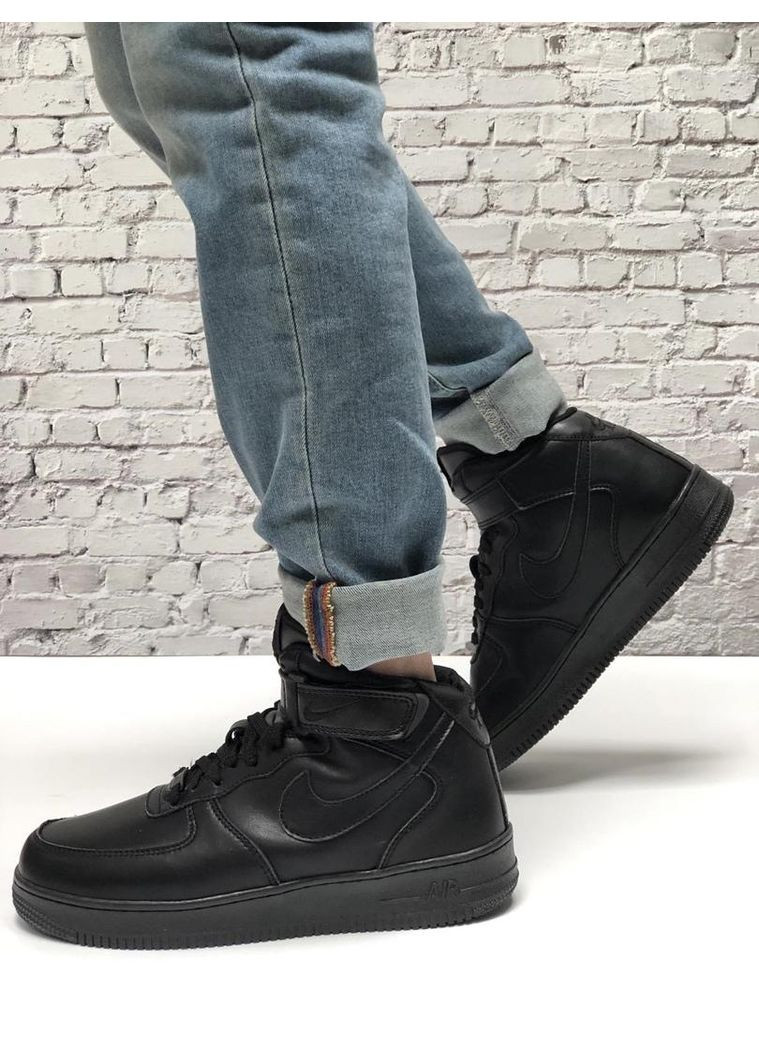Чорні Зимовий кросівки чоловічі nike air force high winter black найк аір форс 1 преміум No Brand
