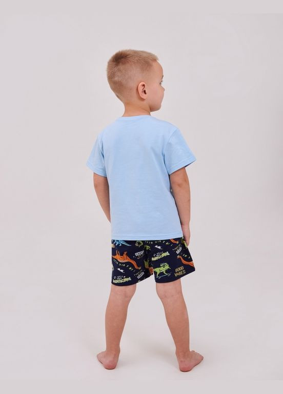 Голубая пижама (футболка+шорты) голубой Smil