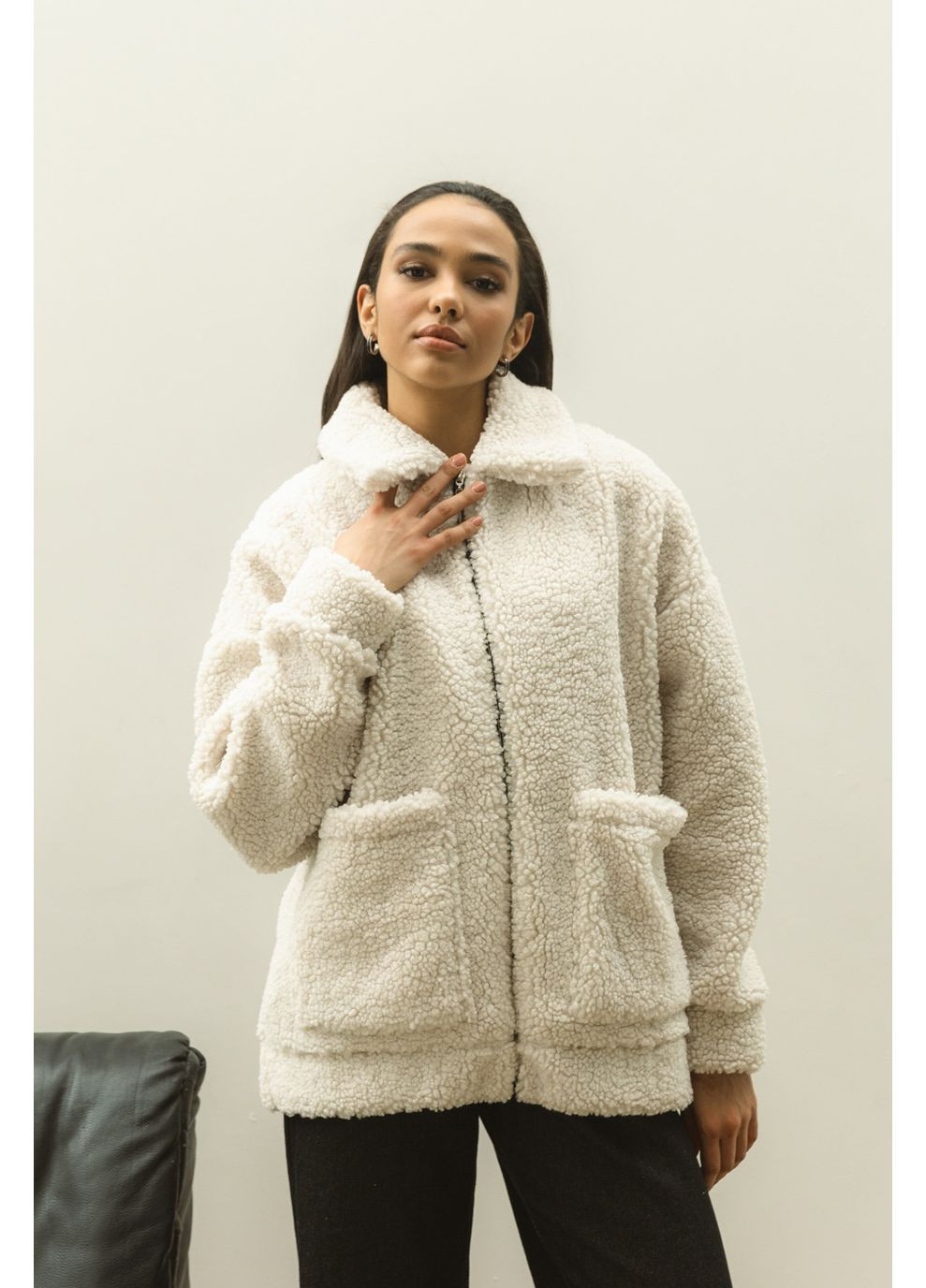 Молочна демісезонна куртка-тедді з підкладкою 2052-1.5418 Seventeen