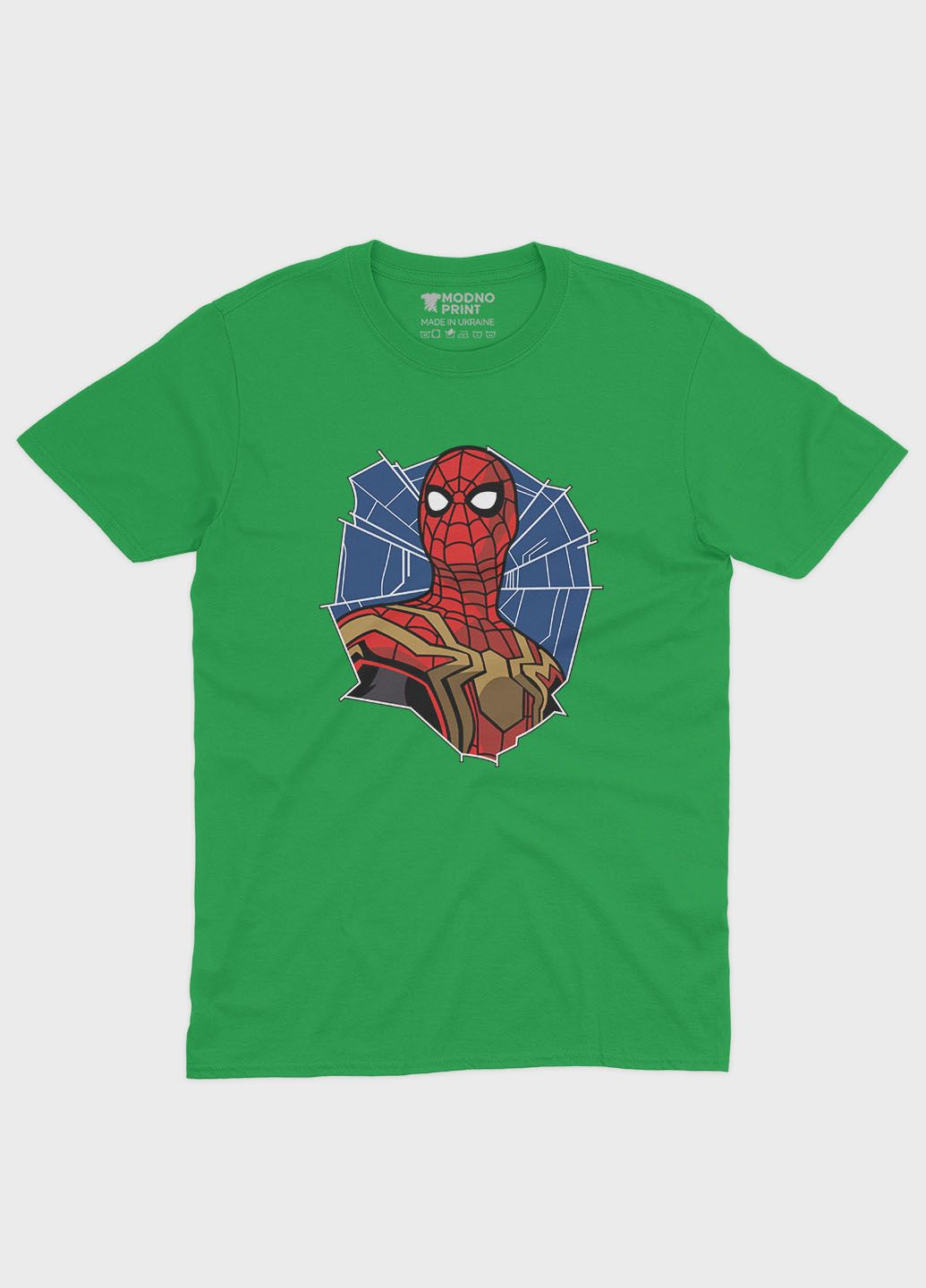 Зеленая демисезонная футболка для девочки с принтом супергероя - человек-паук (ts001-1-keg-006-014-092-g) Modno