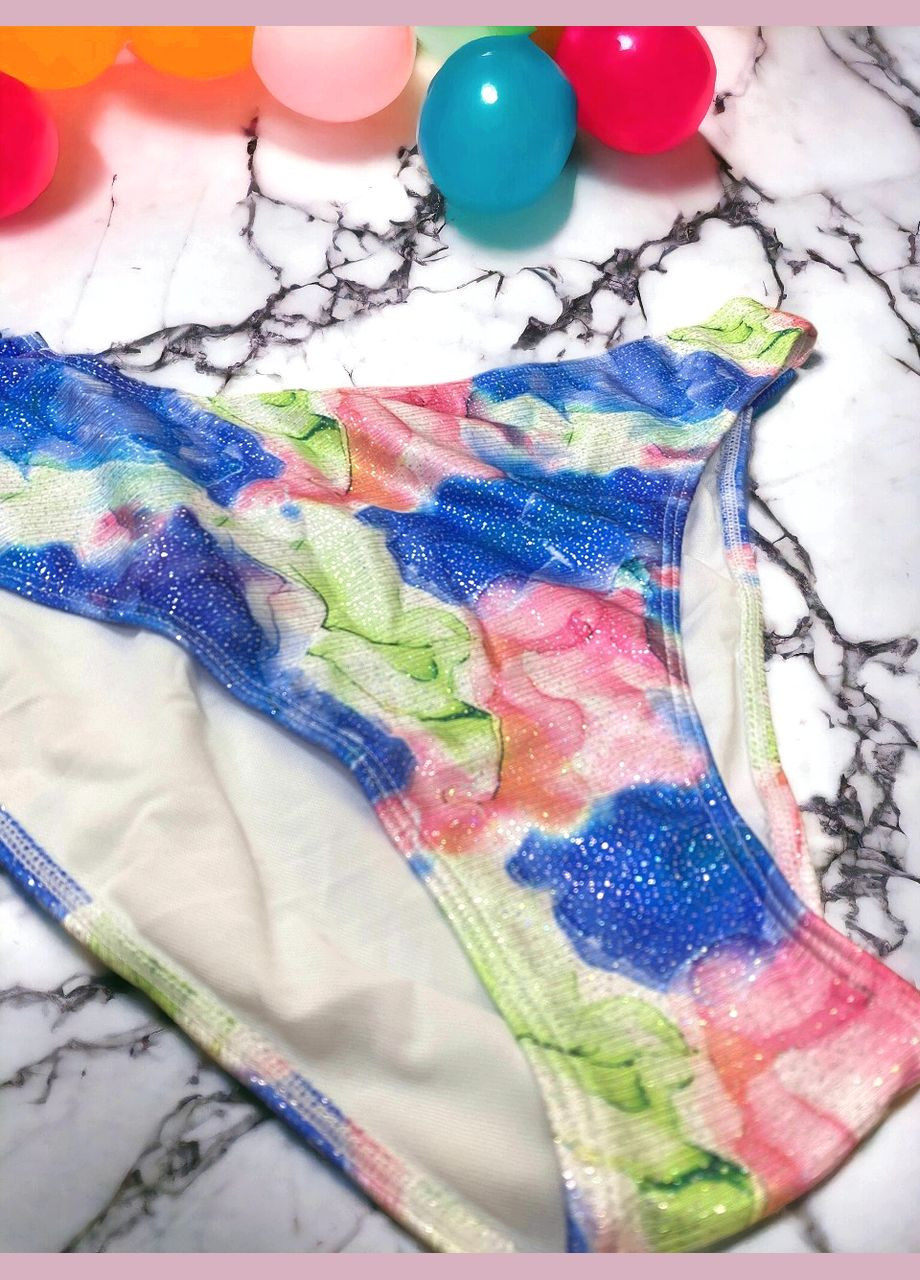 Блакитний літній купальник жіночий суцільний 2xl блакитний з рожевим із принтом монокіні монокіні, суцільний No Brand 3459