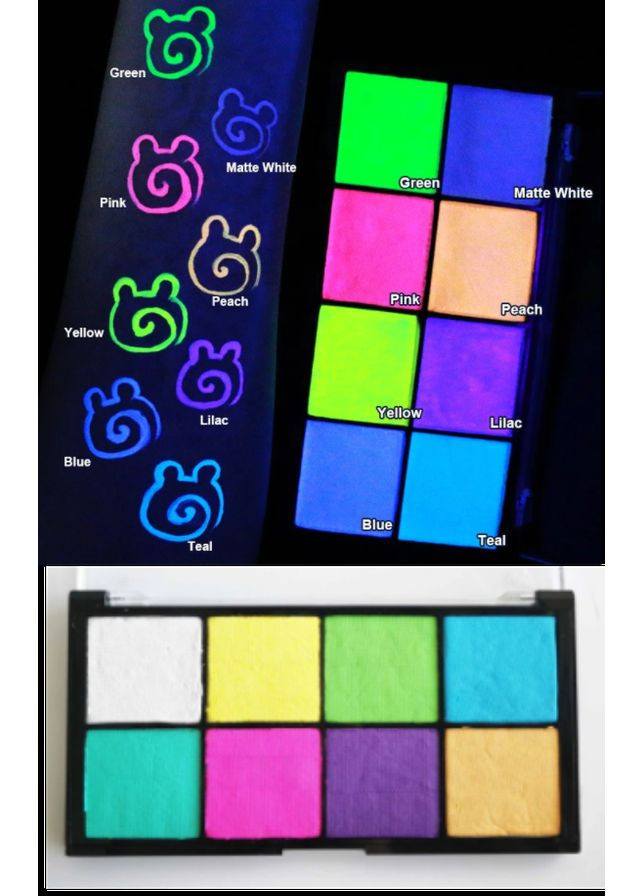 Аквагрим неоновий 8 кольрів 16 х 8,5 см Papa Kiss (302241649)