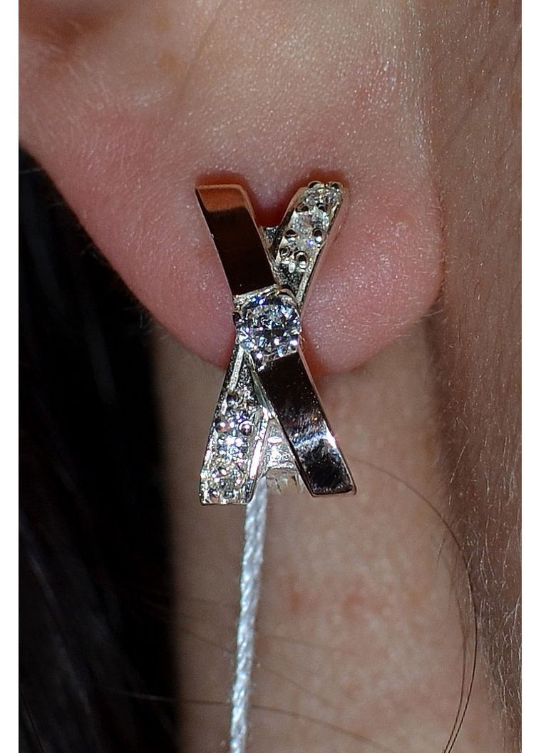 Срібні сережки з золотими пластинами Silver Style (366814003)