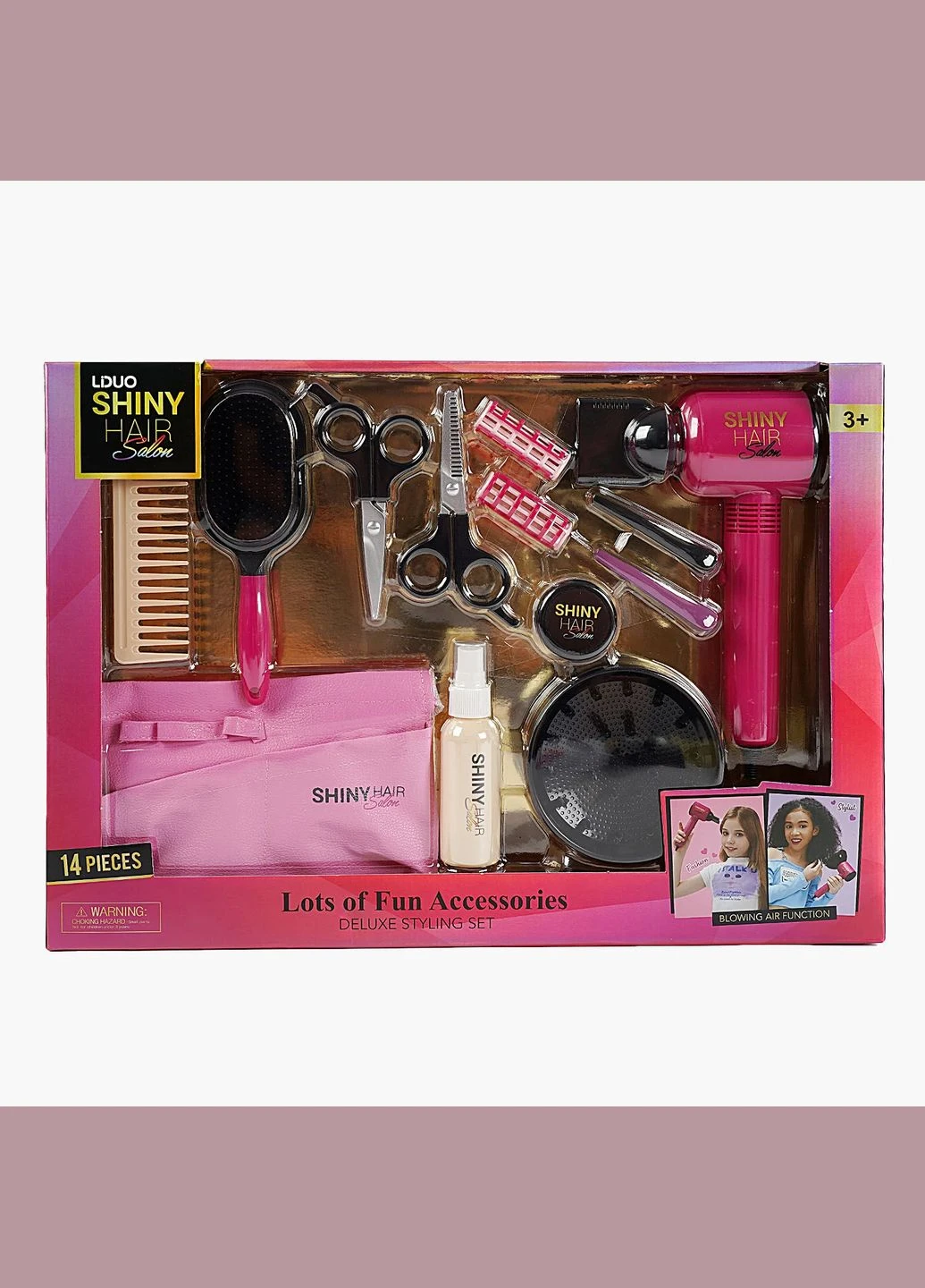 Ігровий набір перукаря Shiny Hair Salon, 14 аксесуарів, фен. Pink (158141) Yufeng (340912090)