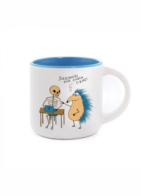 Іронічна керамічна чашка з написом "Дедлайн" 350 мл Gifty (293970239)