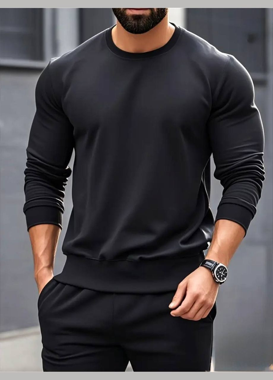 Чорний демісезонний костюм двонитка стильний якісний No Brand