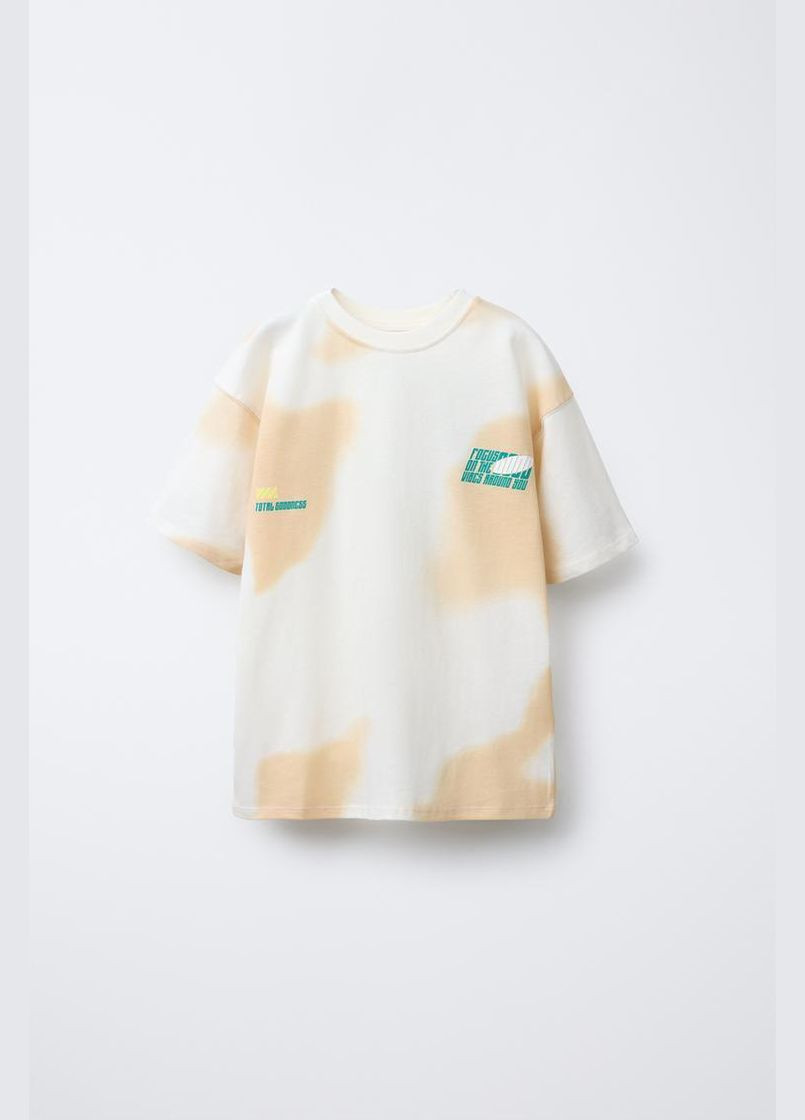 Бежевая подростковая футболка для мальчика 5431/951 бежевый Zara