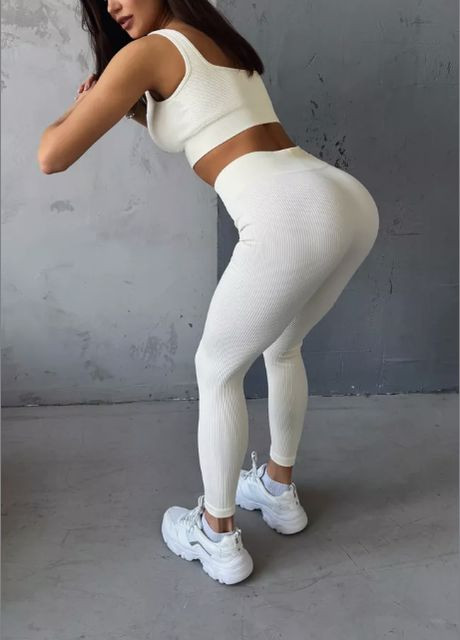 Жіночі базові безшовні лосини в рубчик з високою талією для спорту та прогулянок No Brand (327243141)