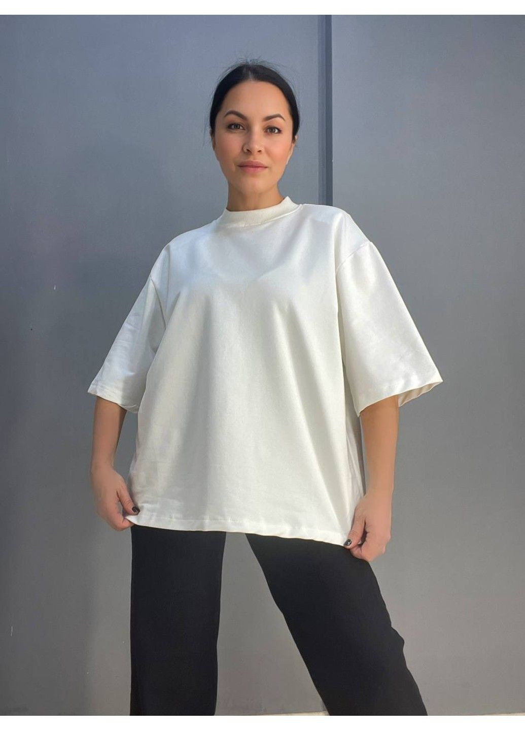 Футболка женская KEYYMOD 23688 оверсайз свободный крой с подплечниками one size No Brand - (315589177)