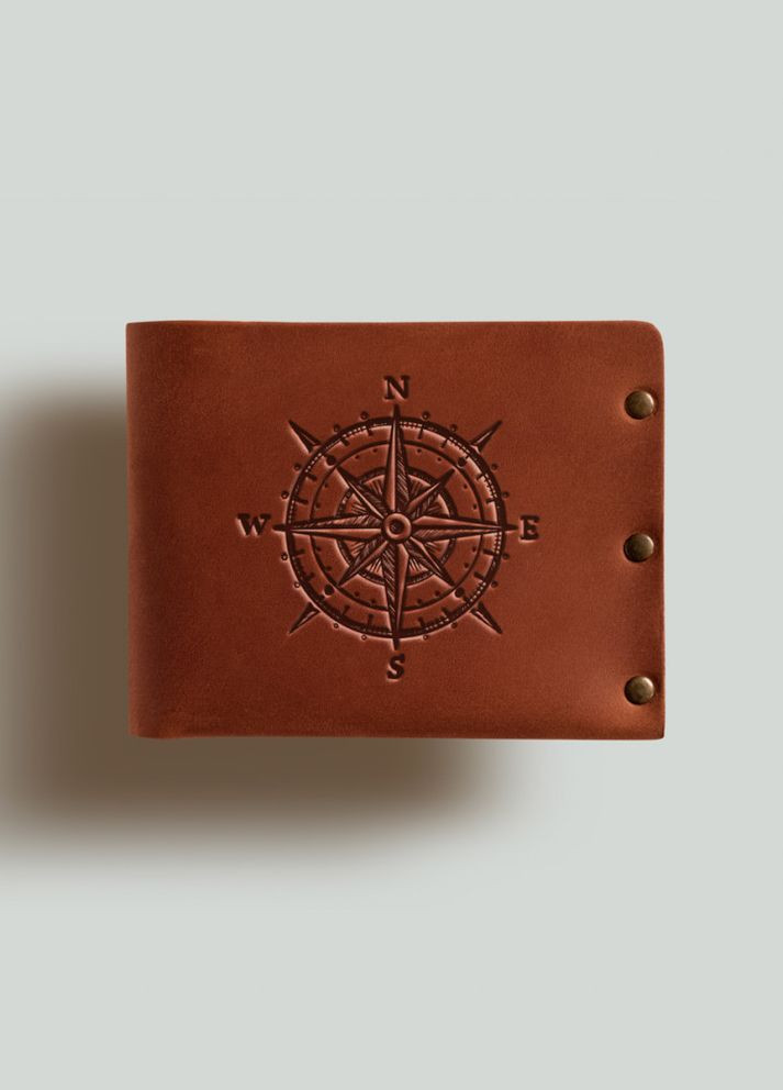 Кошелек на заклепках Роза ветров натуральная кожа Crazy horse с отделениями для карточек Turtle (302660026)