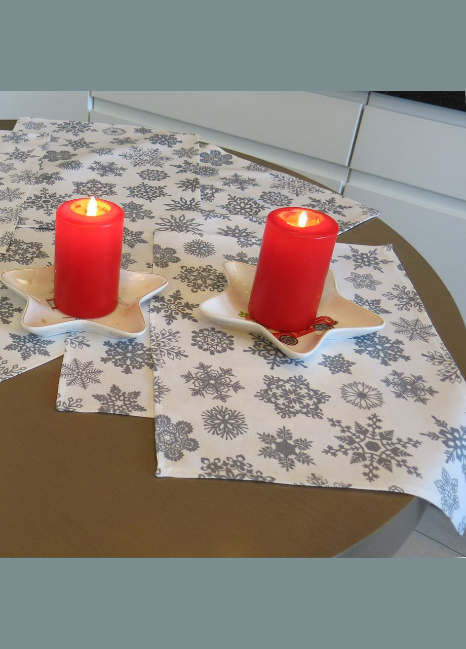 Салфетка под тарелку новогодняя (набор из 2 салфеток) белая водоотталкивающих с тефлоновым покрытием Maystat (305775248)