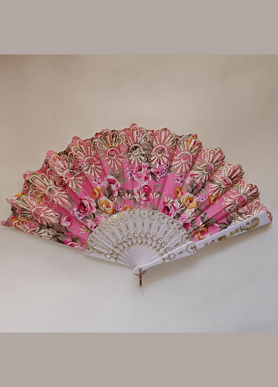 Веер с цветами No1 и золотыми блестками Розовое No Brand (342065338)