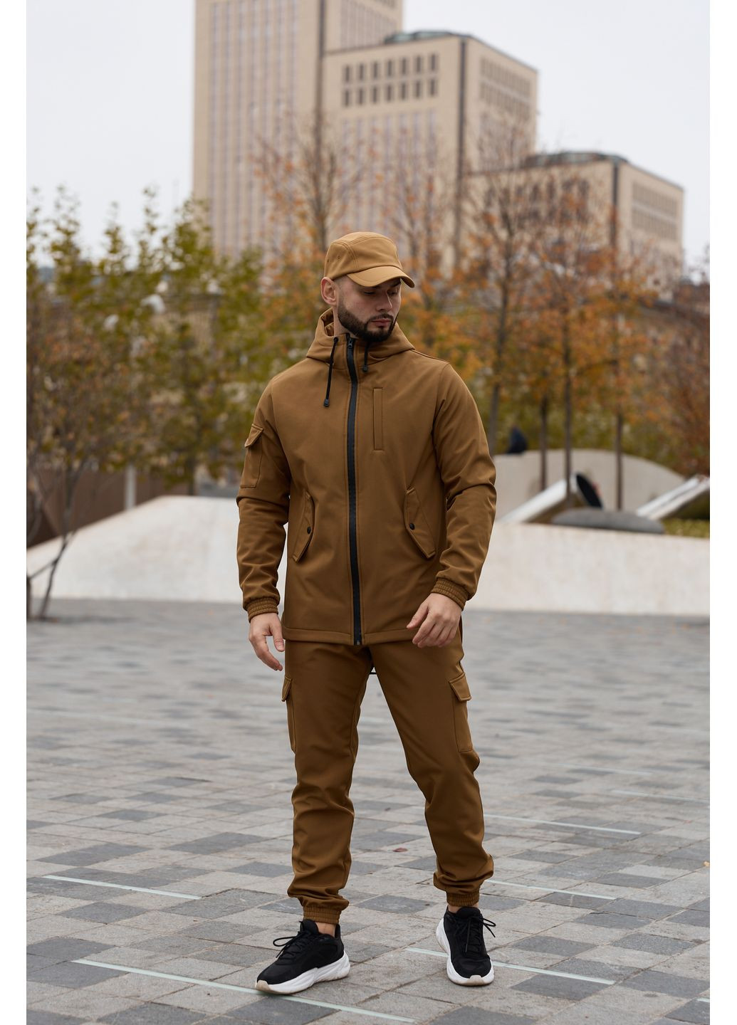 Чоловічий утеплений костюм із Softshell - захист від вітру та вологи, комфорт у прохолодну та морозну погоду койот Intruder (362189204)