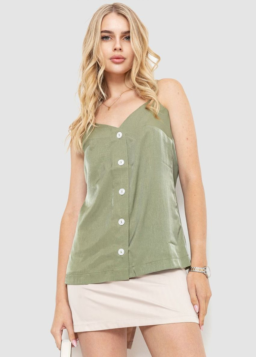 Оливковая летняя блуза на бретелях, цвет оливковый, Ager