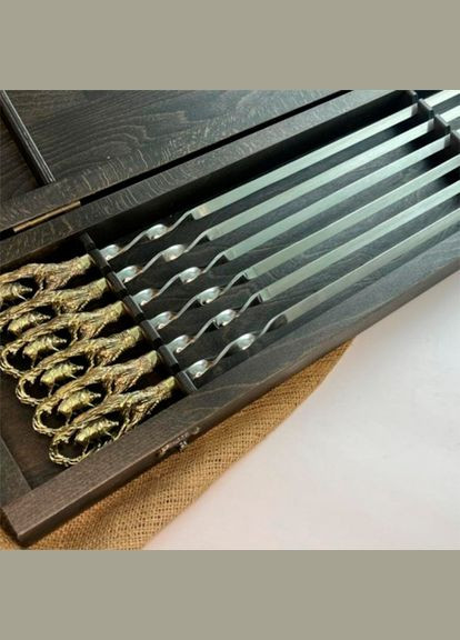 Комплект шампуров Кабан 6 шт в кейсе из дерева 470037 Masterkrami (317351365)