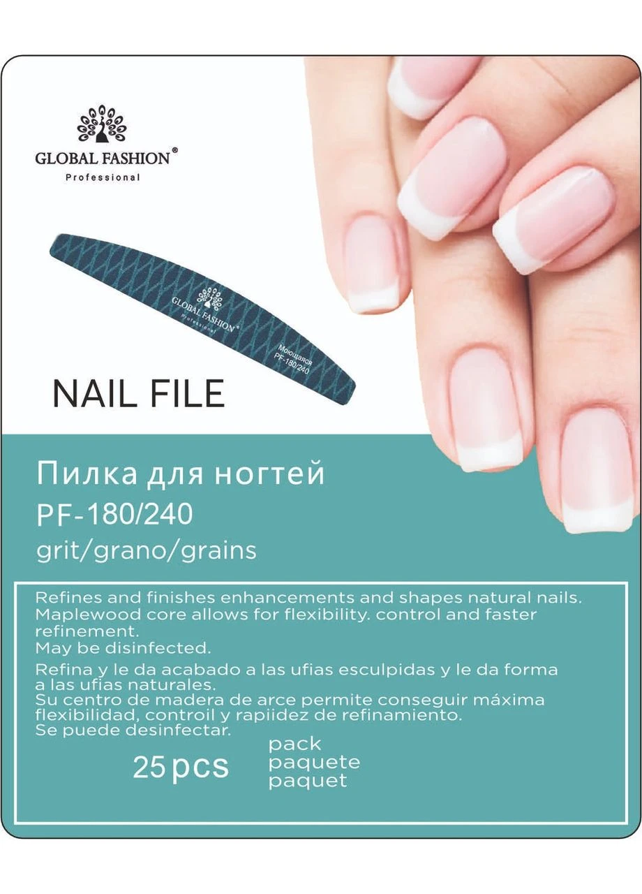 Пилка для нігтів PF-180/240, синя, Global Fashion (392936639)