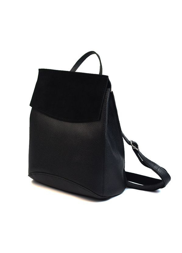 Сумка рюкзак женская кожаная замшевая трансформер через плечо черная Serebro (371392437)