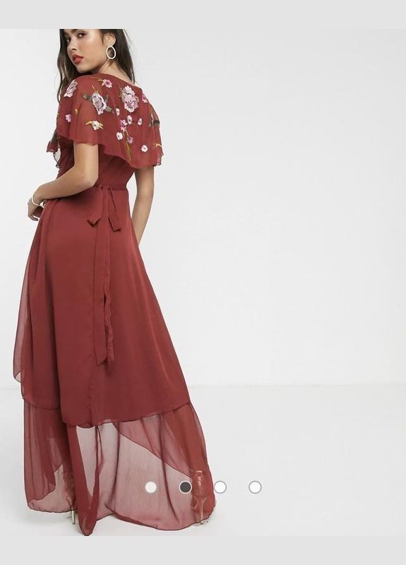 Темно-бордова сукня максі з вишивкою Asos