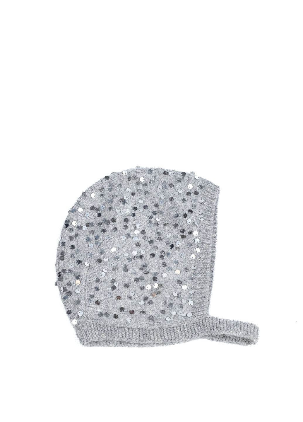 Шапка чепчик з паєтками жіноча ангора сіра ІВАННА LuckyLOOK 580-794 (322789498)