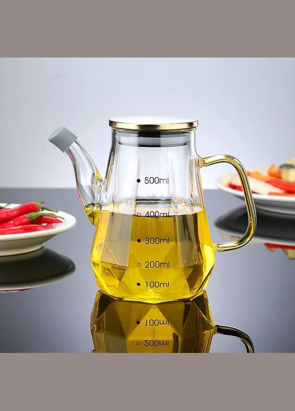 Скляний глечик з носиком для олії 500 мл Gold No Brand (366818091)