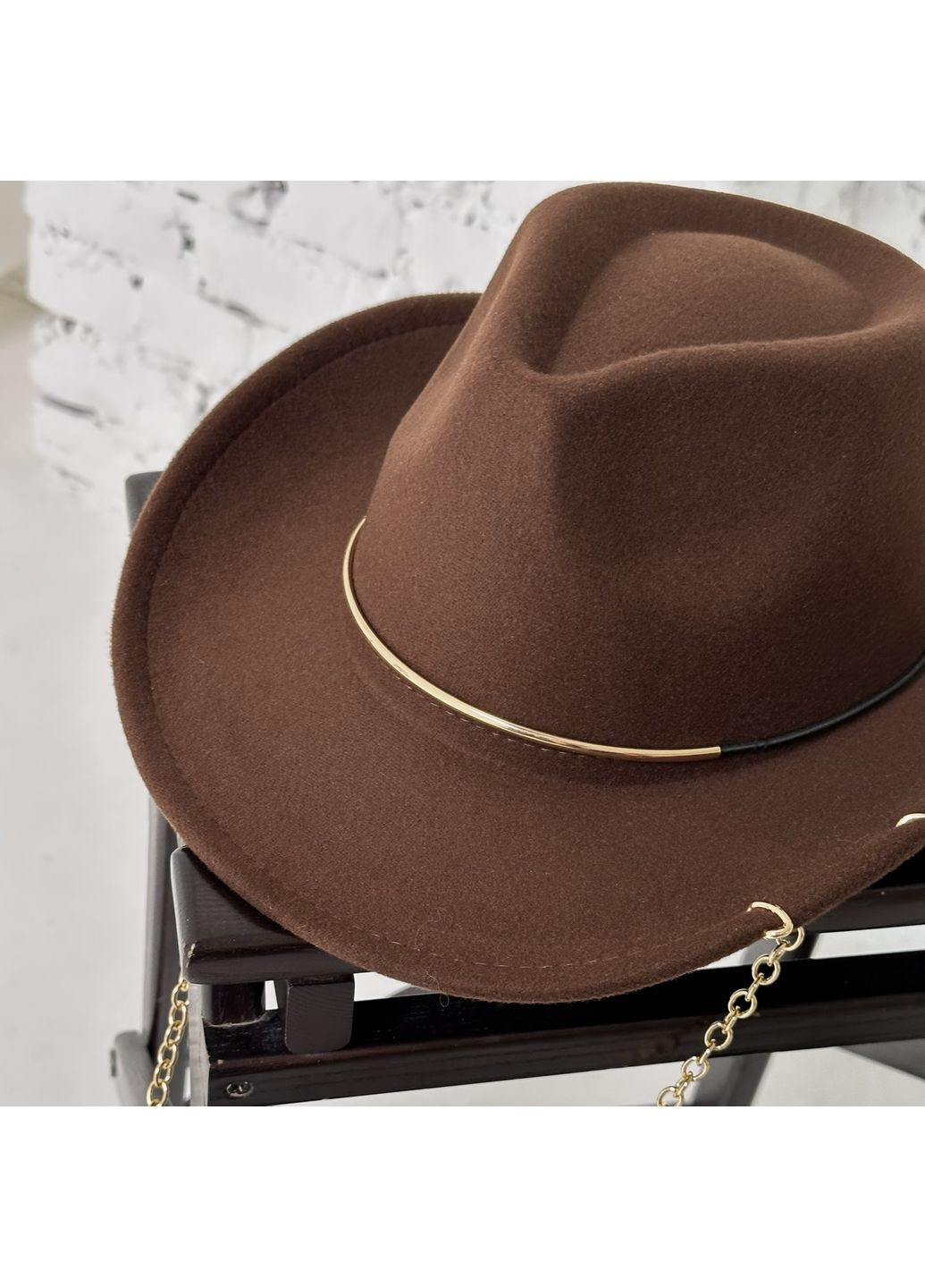 Шляпа Федора Ковбойка унисекс с декором и цепочкой No Brand (362346135)