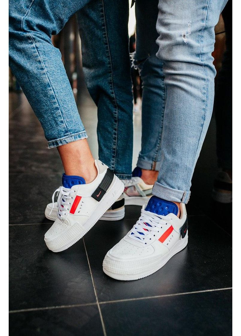 Белые демисезонные кроссовки мужские nike air force 1 type 354 white blue red найк аир форс 1 премиум No Brand