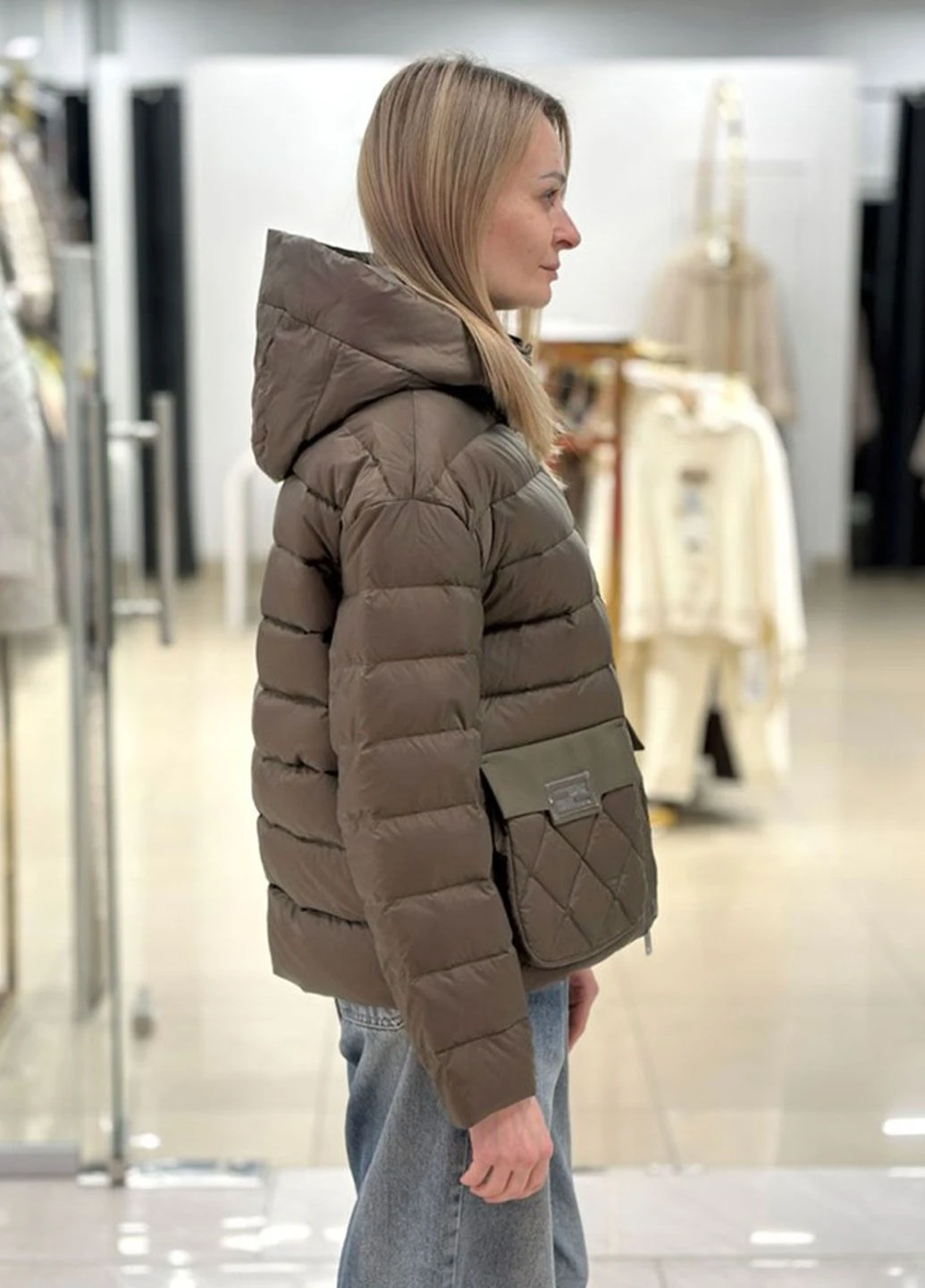 Оливковая (хаки) демисезонная женская куртка 25125 army green CHANEVIA