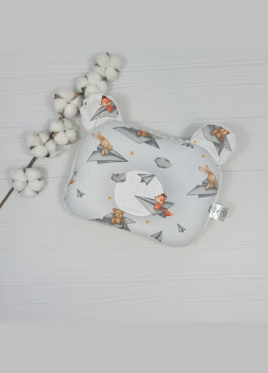 Подушка дитяча ортопедична a.l.babybox Звірі в літаку 24x32 Молочний No Brand (308379632)