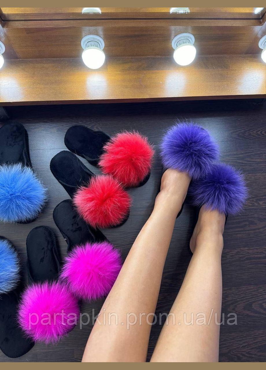 Фиолетовые тапочки женские для ламината с натуральным мехом. фиолетовый, 36 No Brand
