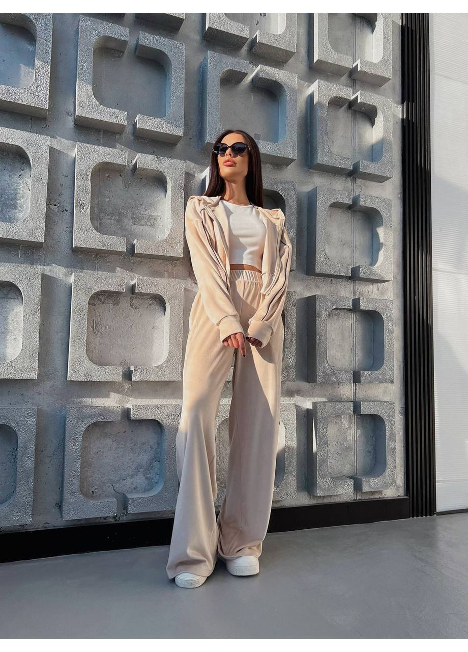 Велюровий жіночий костюм малинового кольору з кантом No Brand (362474990)