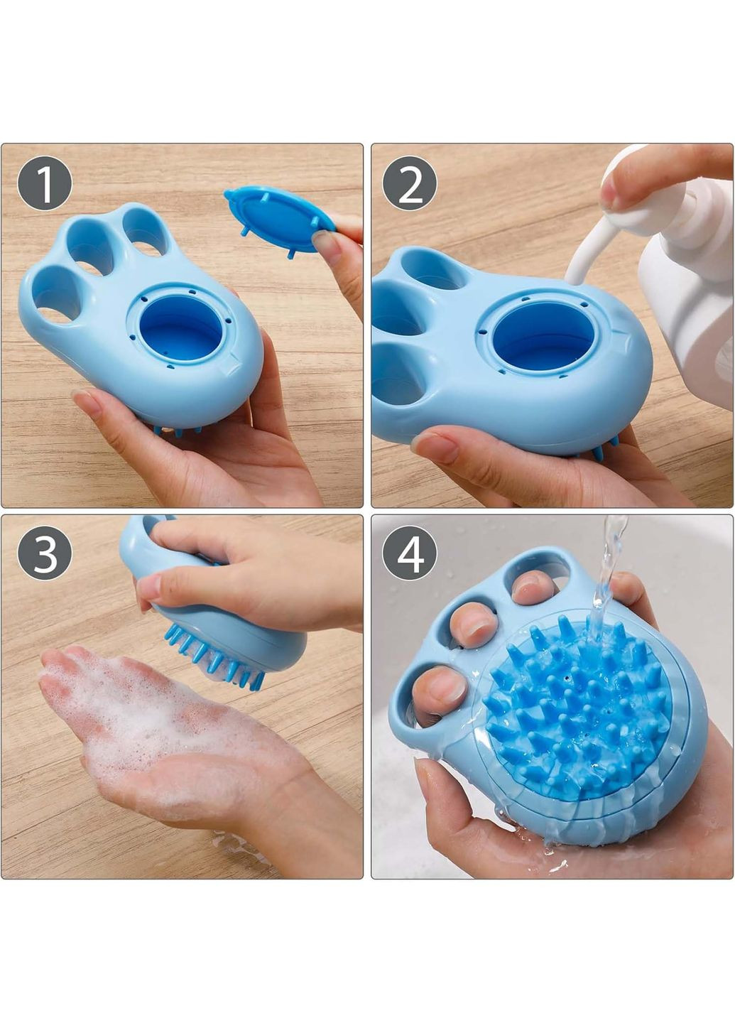 Силіконова масажна щітка з дозатором для шампуню для купання домашніх тварин DanMenQing (332786741)