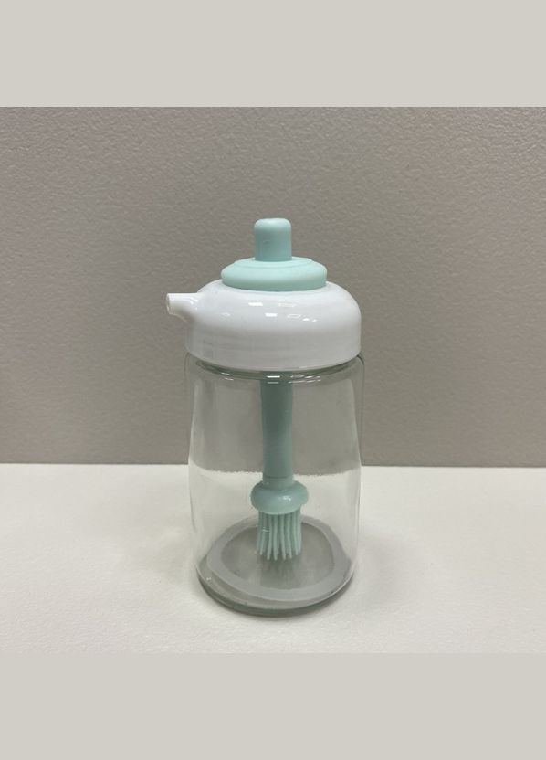 Емкость для масла с силиконовой кисточкой стеклянная 250 мл OB-25/6256 прозрачная с бирюзовой A-Plus (317203826)