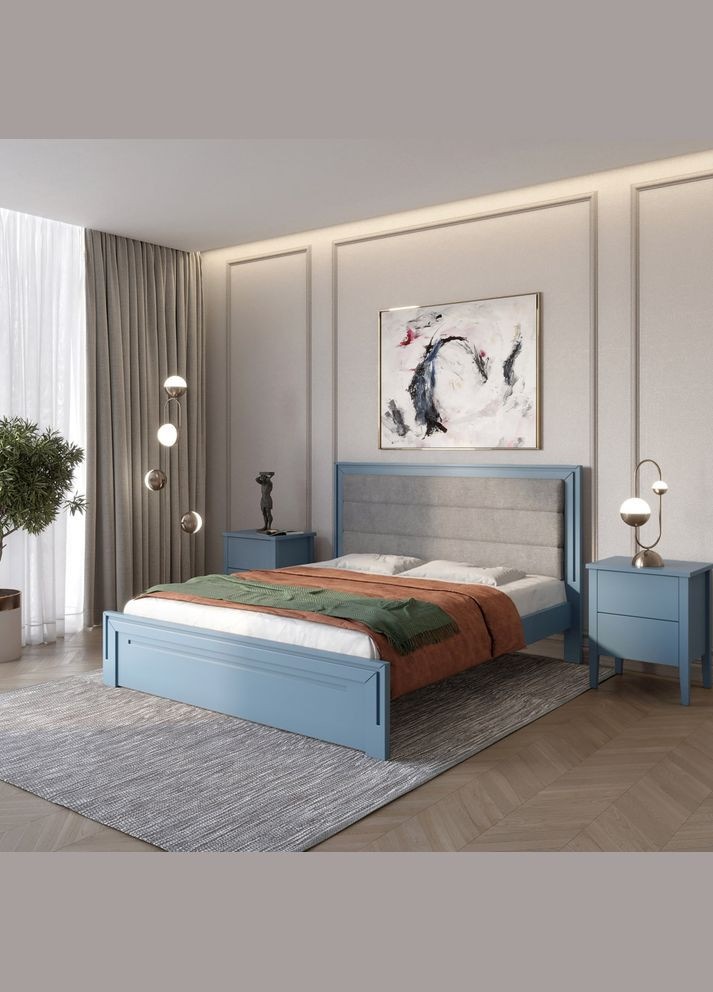 Полуторне дерев'яне ліжко Торонто Т5 (S7010R90B)/Аляска 93 (сірий) 120х200 см (MBG-9088) Mebigrand (366084788)