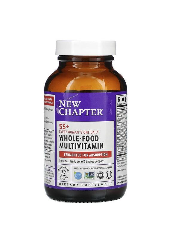 Мультивитамины для женщин 55+, Every Woman's 55+ Multivitamin,, 1 в день, 72 вегетарианских таблеток New Chapter (367985502)