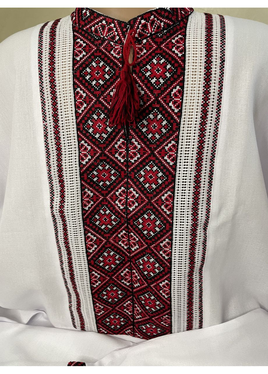 Біла чоловіча вишиванка на білому домотканому полотні ручної роботи ч - 2012. 4xl (371907703)