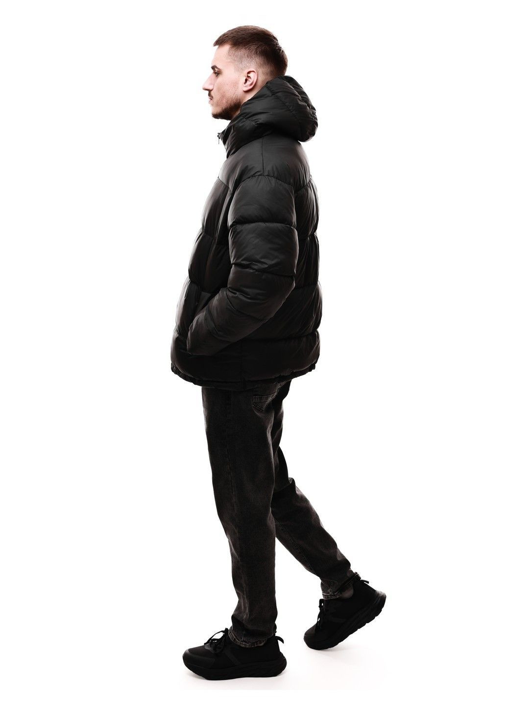 Чорна зимня куртка зимова чоловіча No Brand