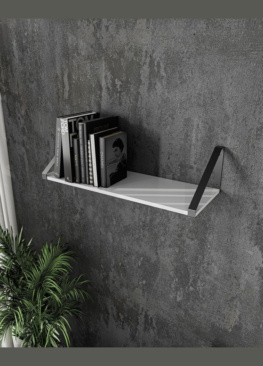 Полиця навісна з трикутним кріпленням XT21 Ш600*В220*Г220 білий/кріплення чорний Sanro (312516678)