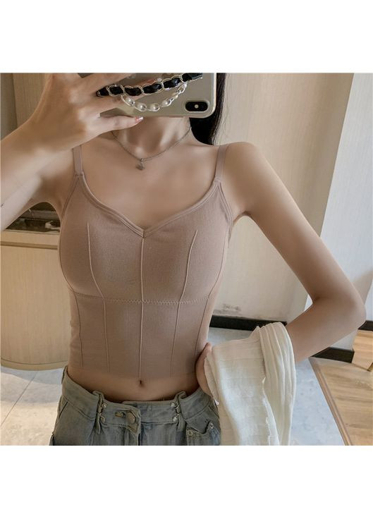 Топ-бюстгальтер з V-подібним вирізом і відкритою спиною капучино M No Brand (370441938)